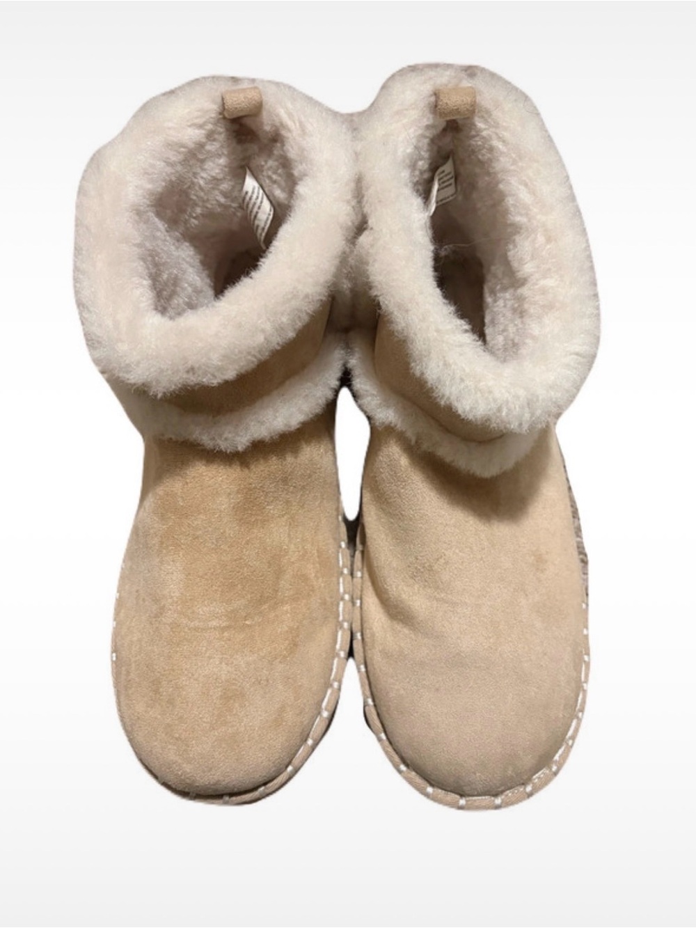 American Eagle Outfitters Women's Suede Shearling Booties - Beige